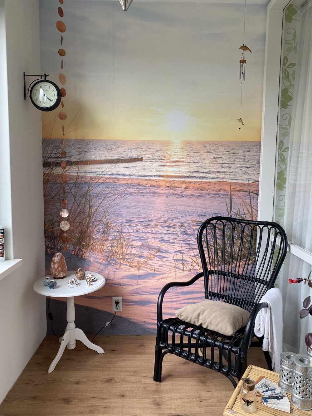 Duinstrand met zonsondergang
