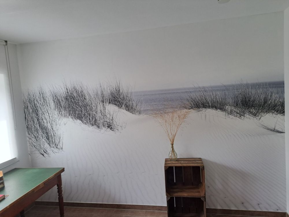 Duin doorgang naar het strand zwart-wit