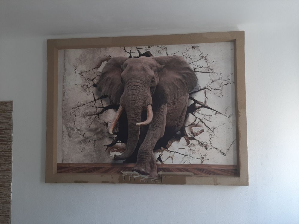 Grote olifant uit de muur