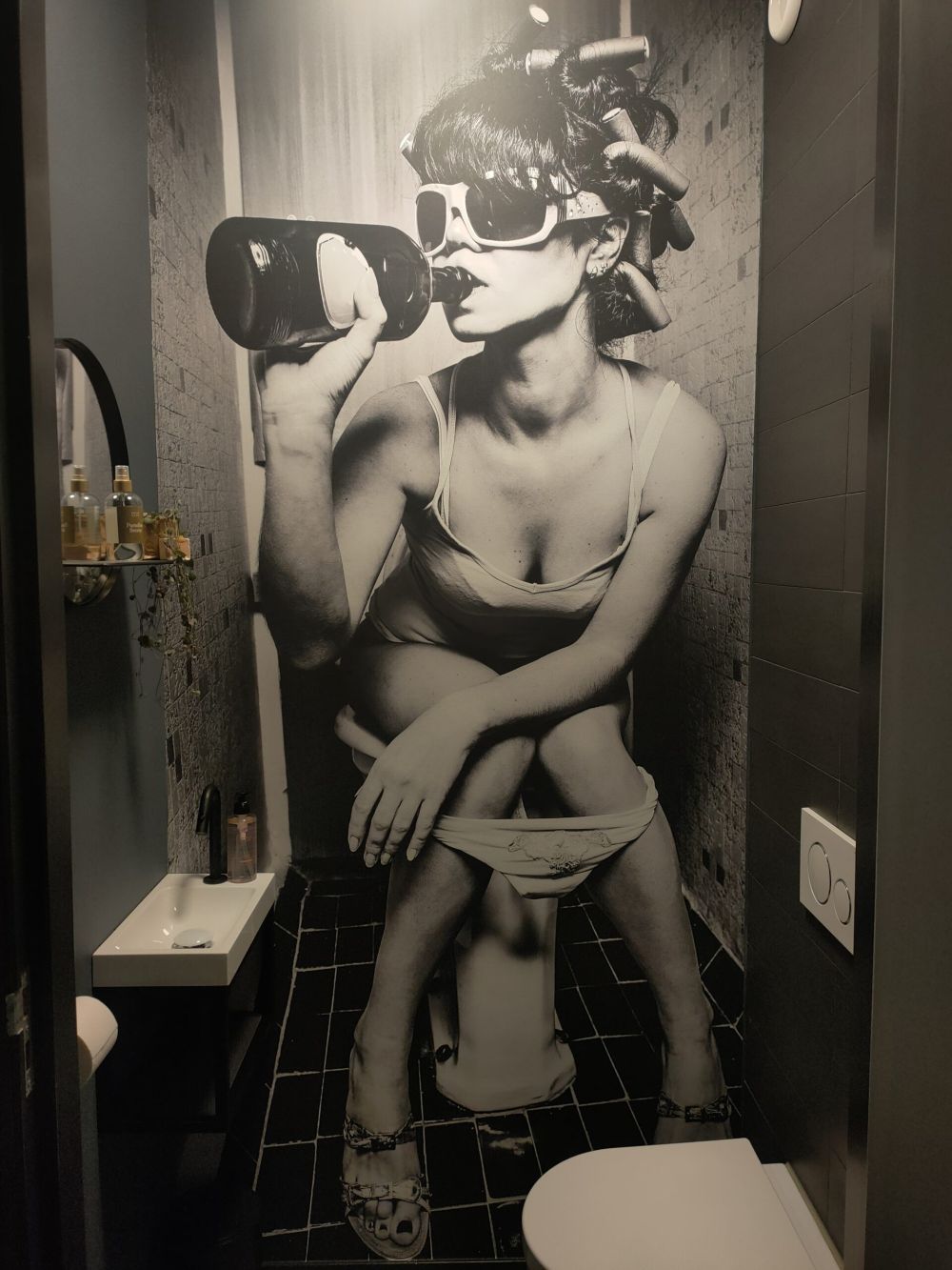 Vrouw op toilet