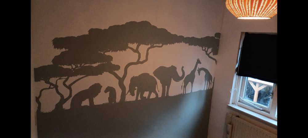 Silhouette safaridieren, lichtgroen
