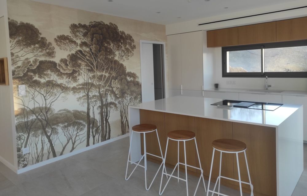Boslandschap in de omgeving van Rome met ondergaande zon