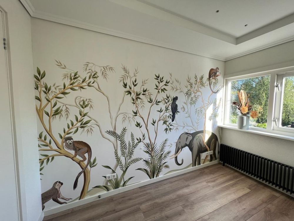 Getekende dieren in de jungle