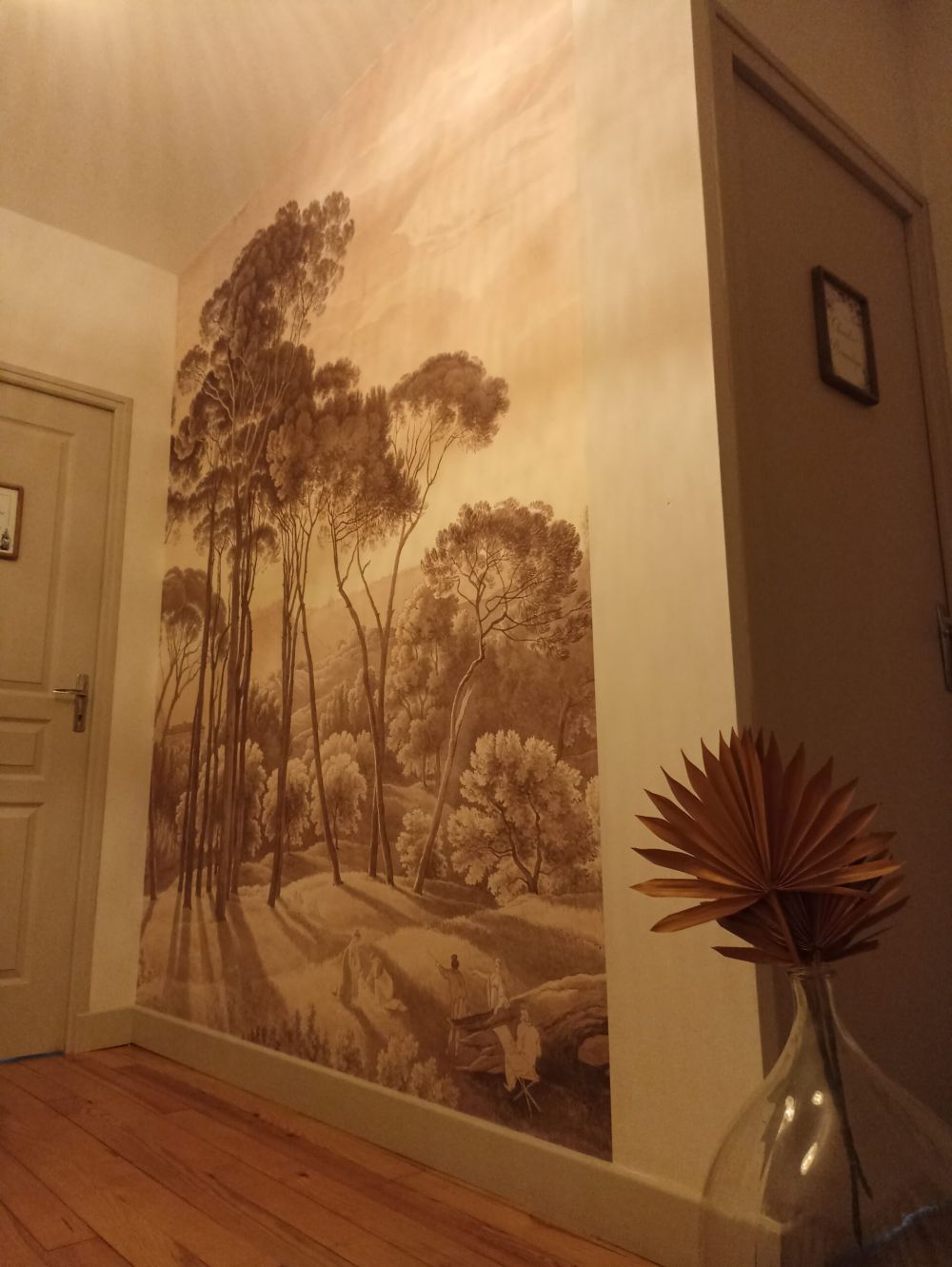 Boslandschap in de omgeving van Rome met ondergaande zon