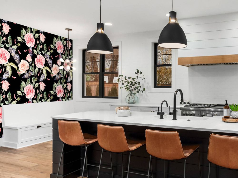 Bloemen en vlinders van waterverf