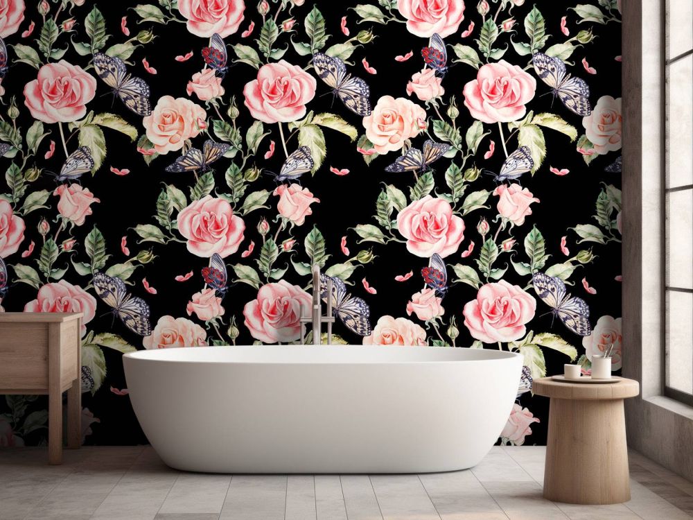 Bloemen en vlinders van waterverf