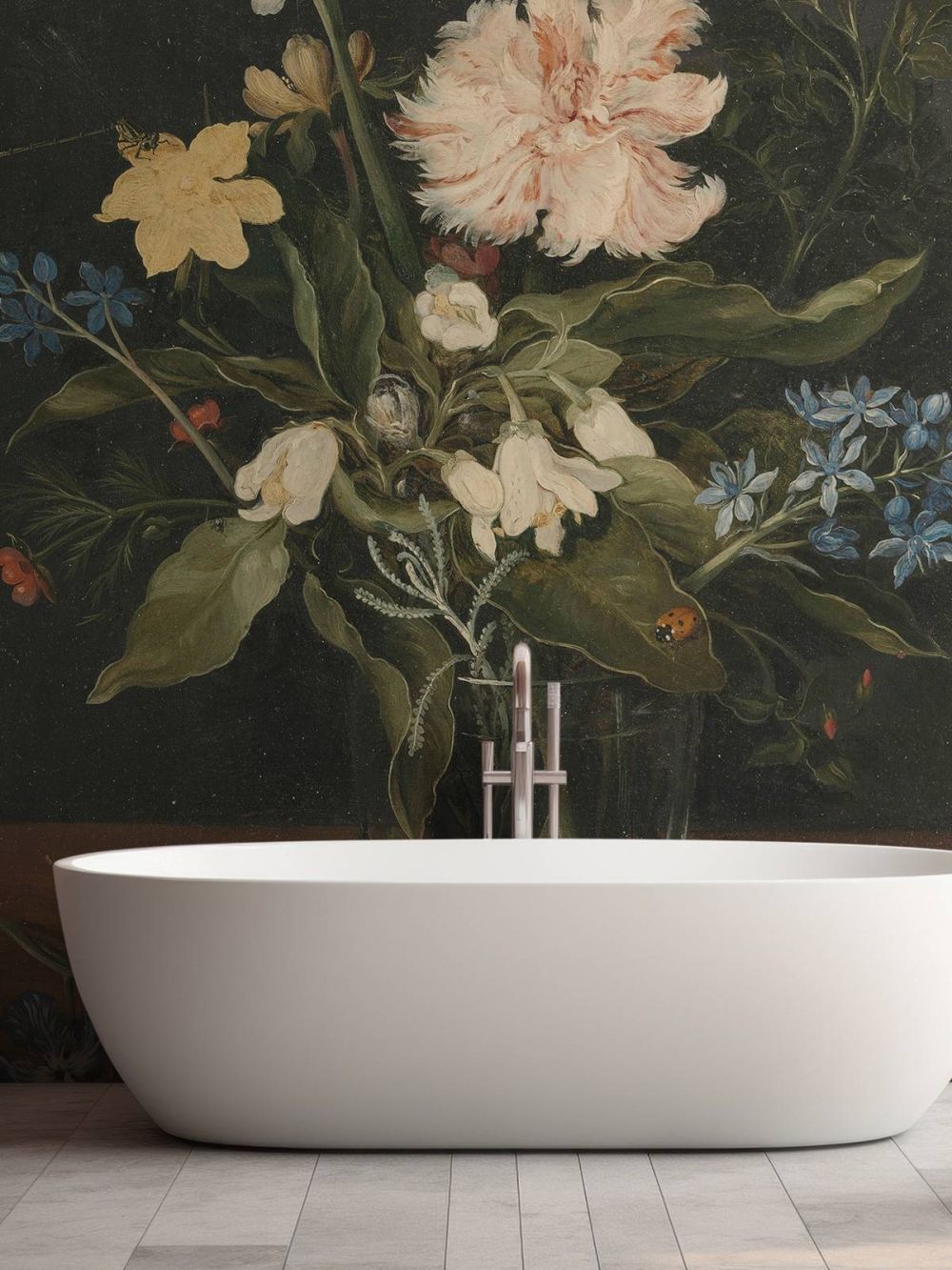 Stilleven met bloemen in een glas