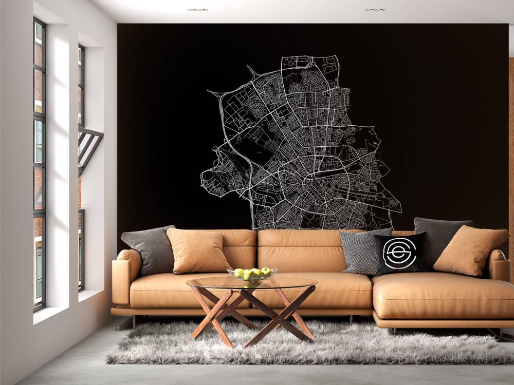 Plattegrond van Eindhoven, zwart