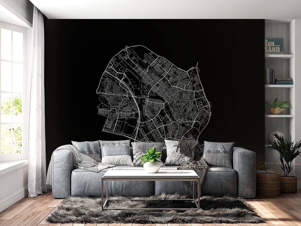 Plattegrond van Utrecht, zwart