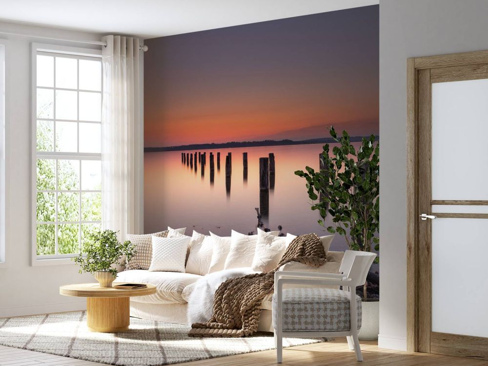 Roze rustige strand