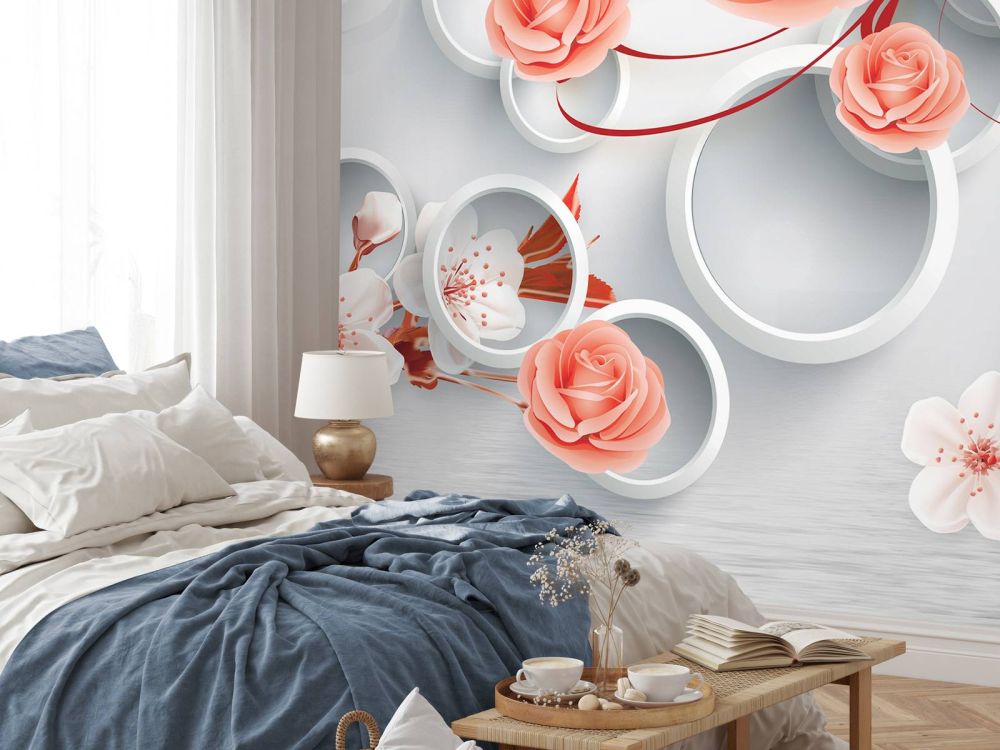 3D cirkels en bloemen