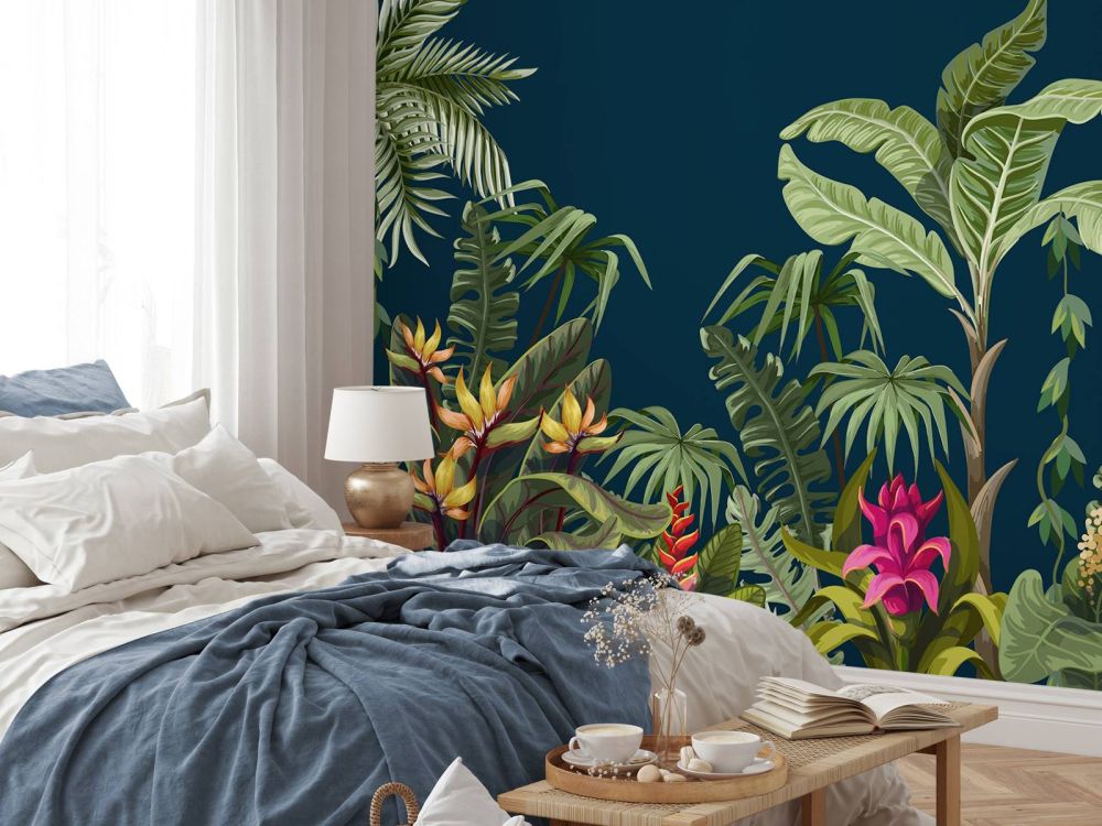 Jungle bloemen en bomen