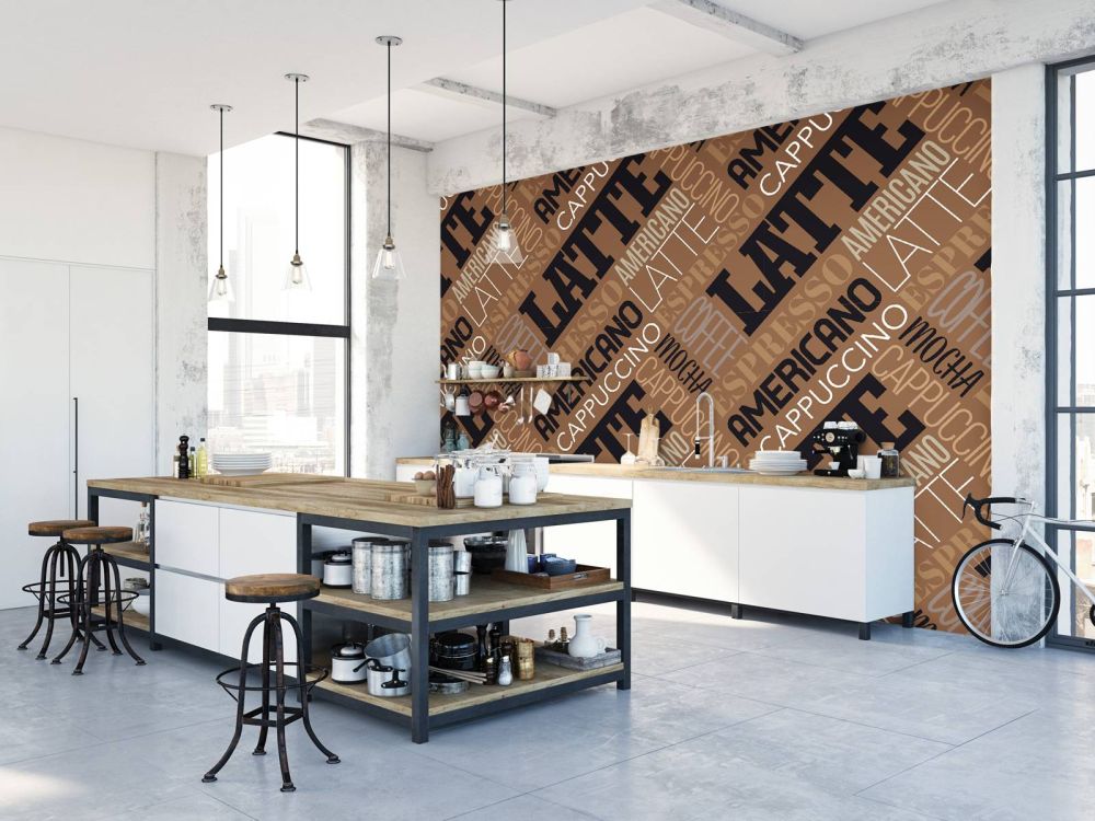 Behang met koffie teksten