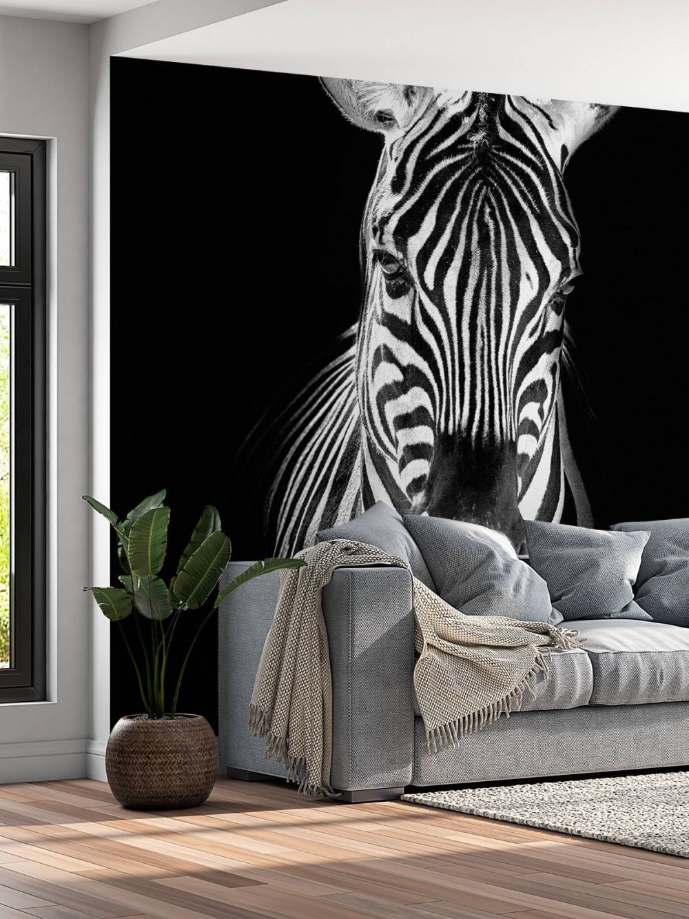 Close-up zebra zwart-wit