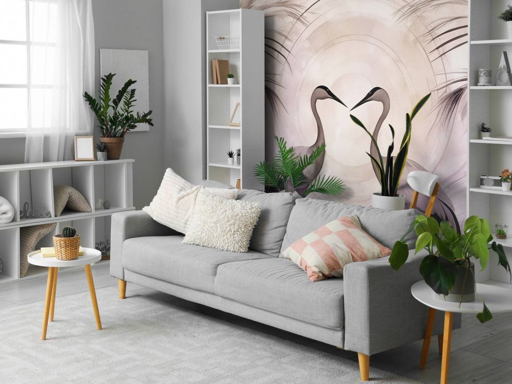 Cranes at Sunset Grey