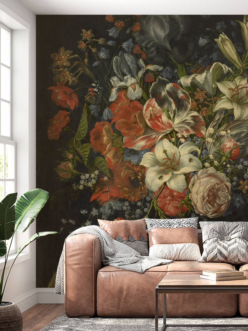 Stilleven met bloemen en vruchten