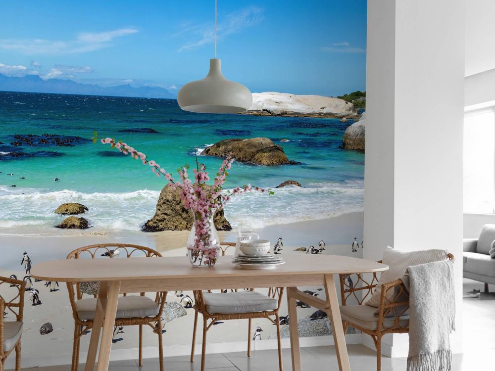 Strand met pinguïns