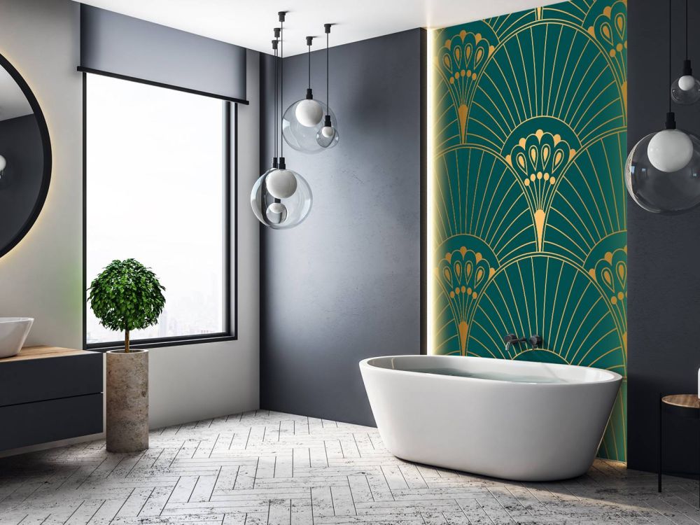 Art Deco waaier in Teal