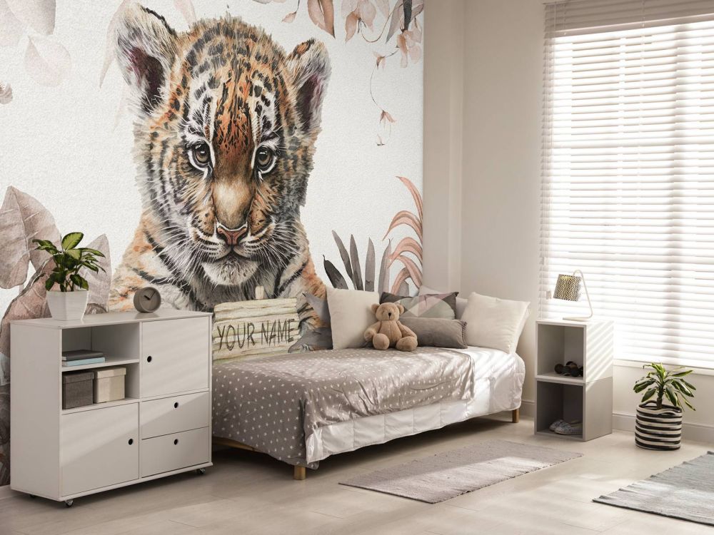 Schattige tijger met planten taupe