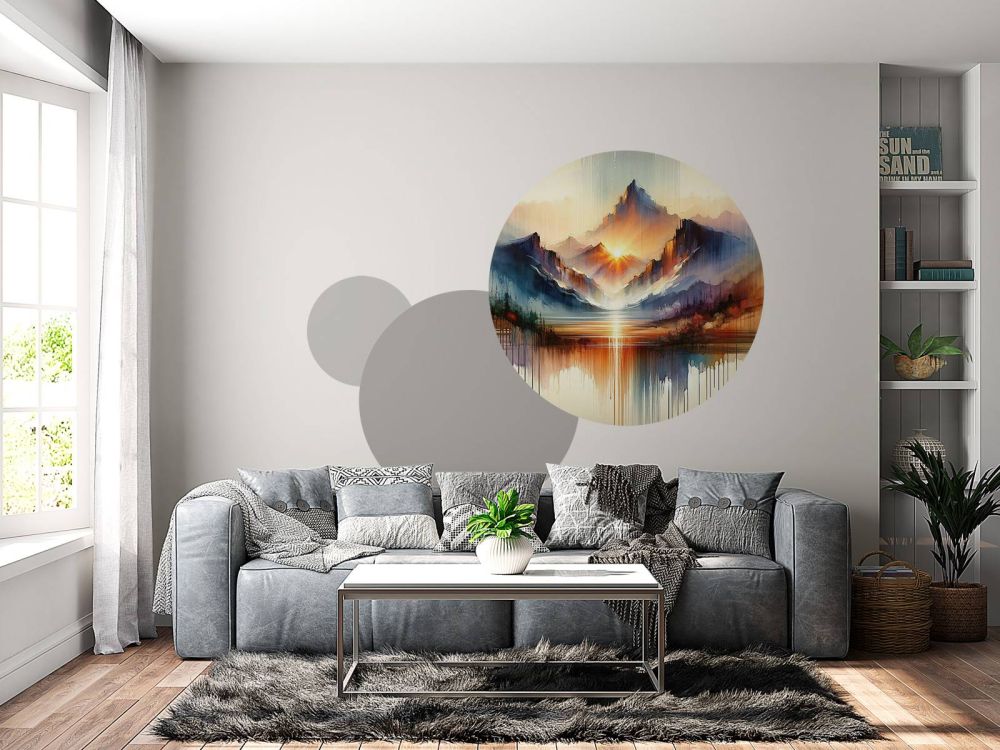 Watercolor Abstract Mountains Landscape