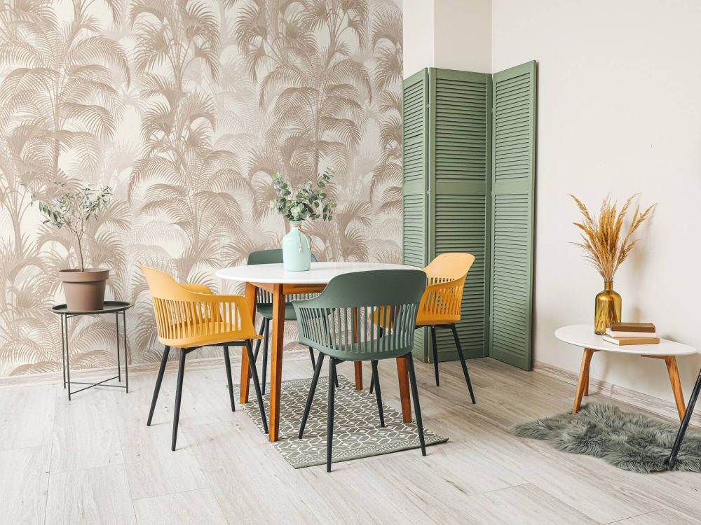 Tropische Vintage Palmen - beige