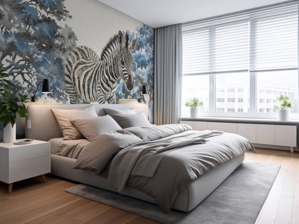 Jonge zebra in de natuur blauw