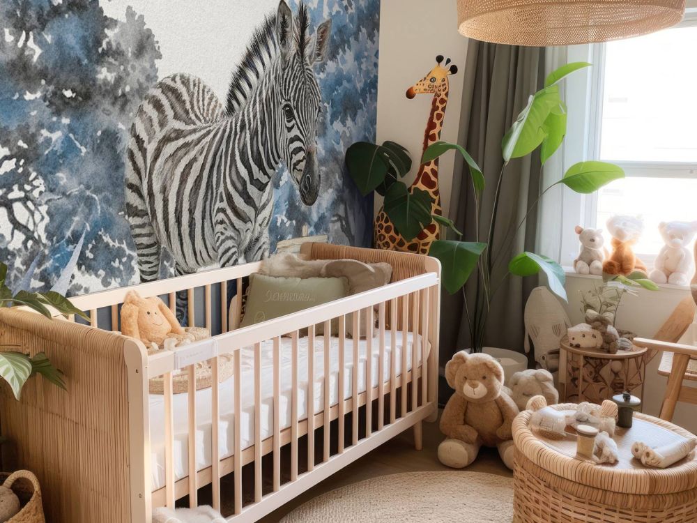 Jonge zebra in de natuur blauw