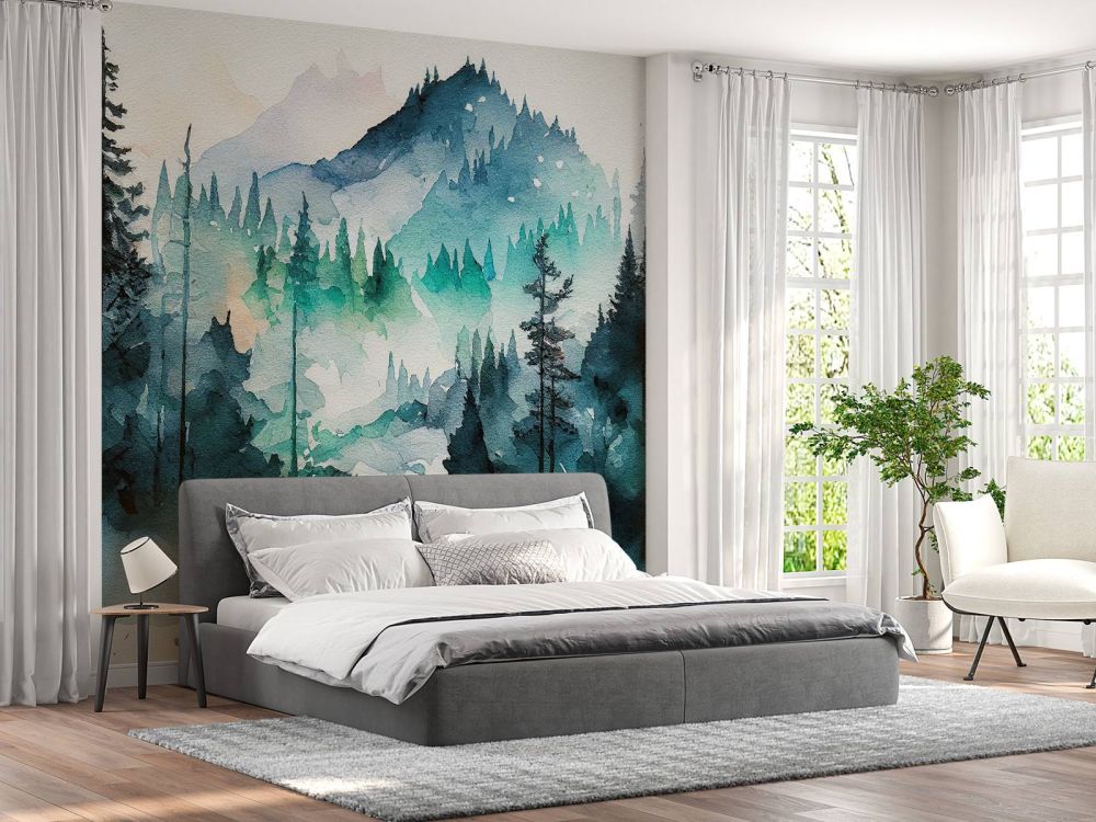 Bos in aquarel kleuren