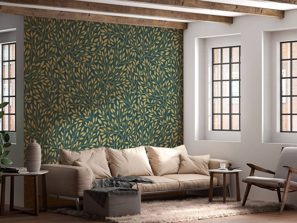 Luxe bloemenpatroon geelgoud