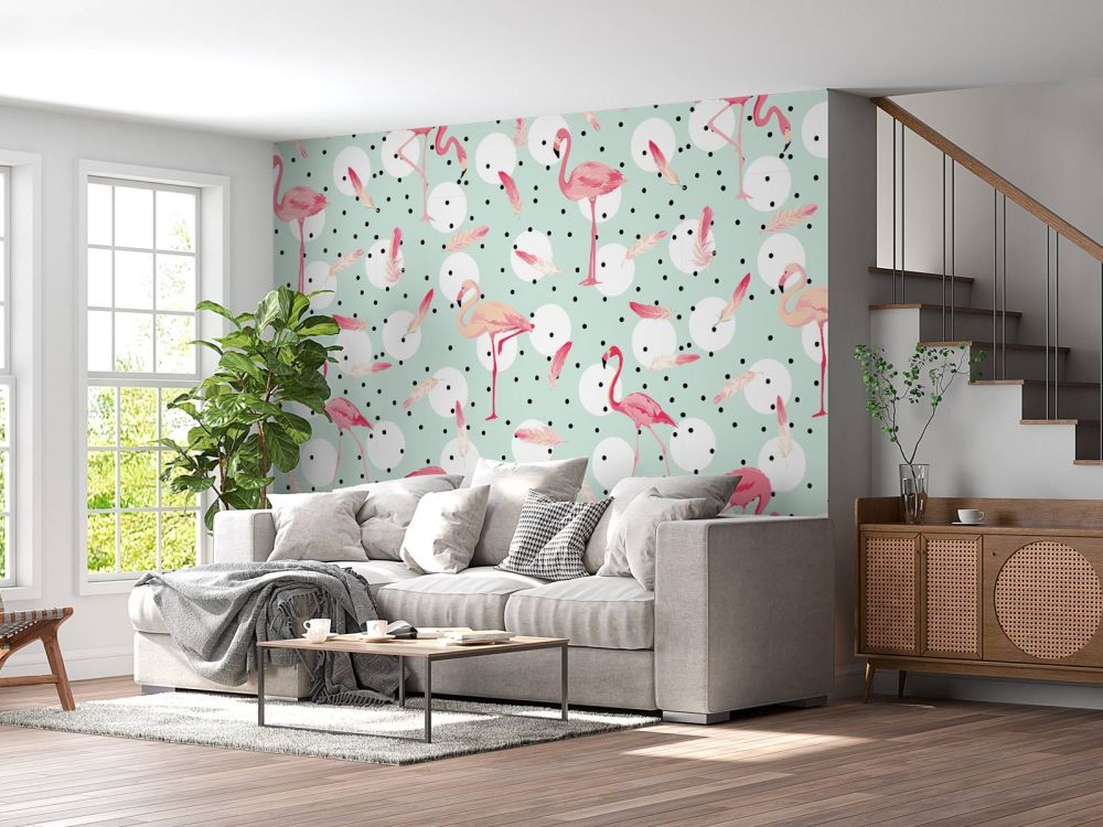 Flamingo's en veren