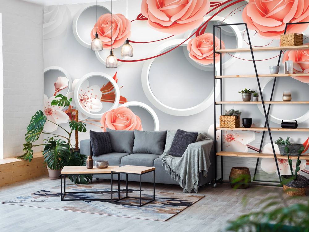 3D cirkels en bloemen