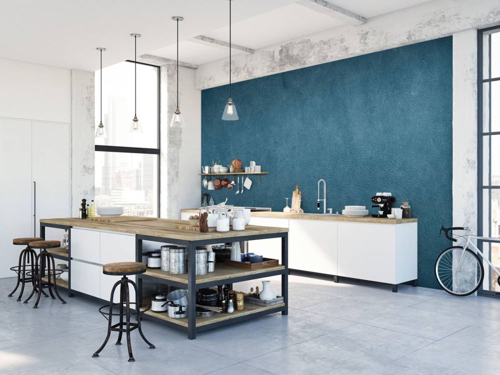 Leder blauw