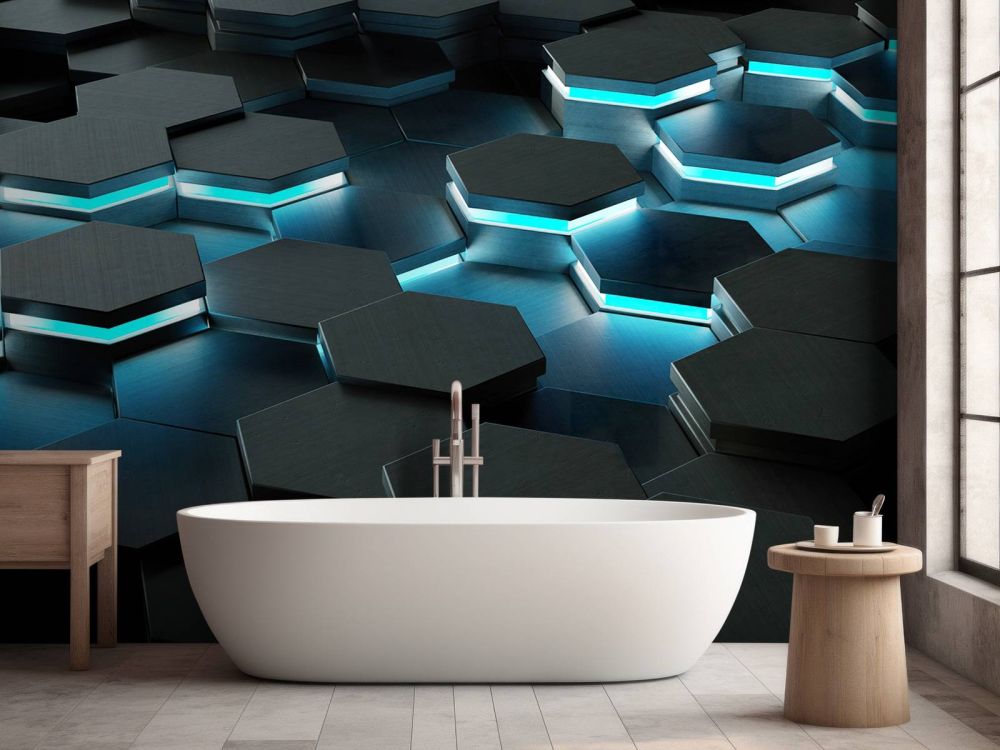 Oplichtende 3D hexagons