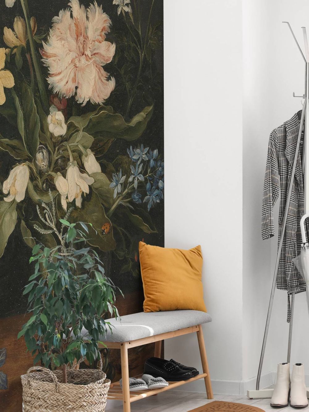 Stilleven met bloemen in een glas