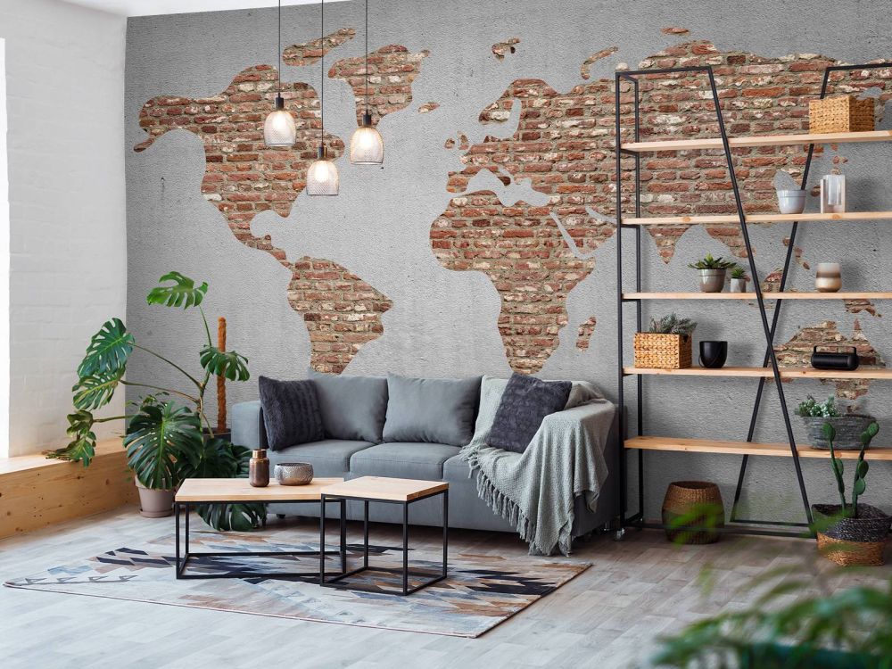 Wereldkaart met bakstenen