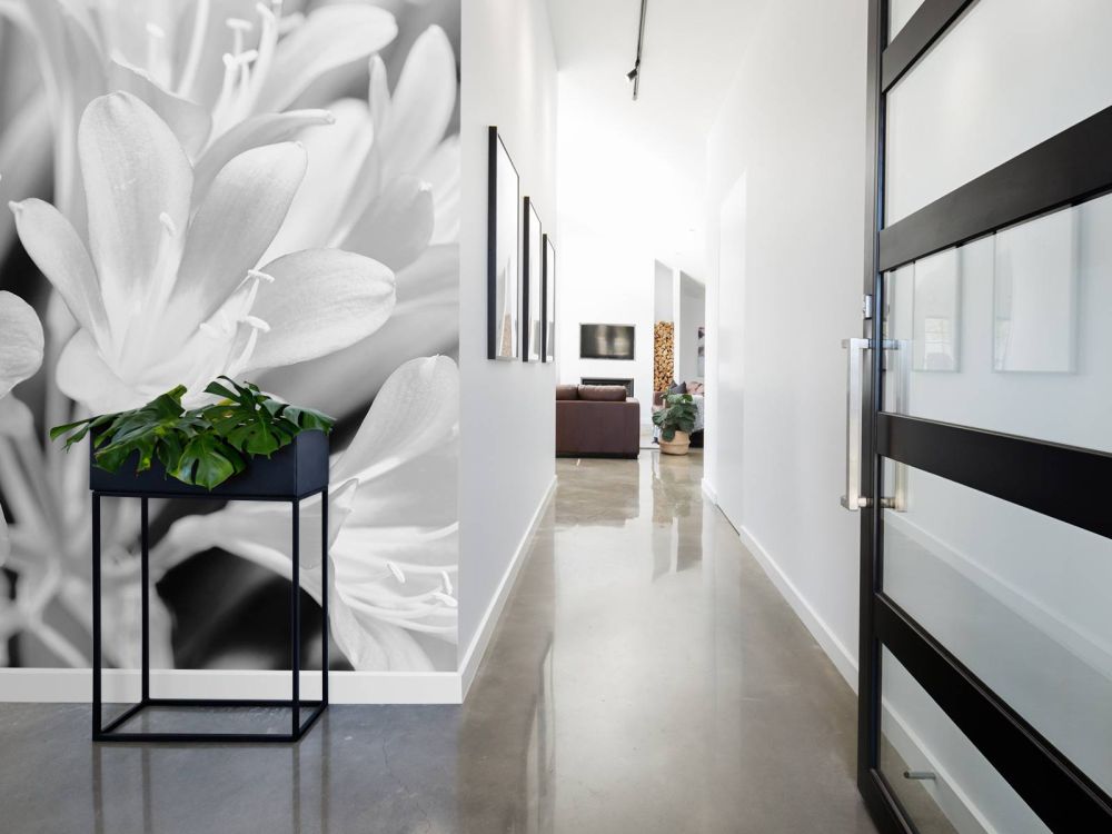 Bloemen in bloei, zwart-wit