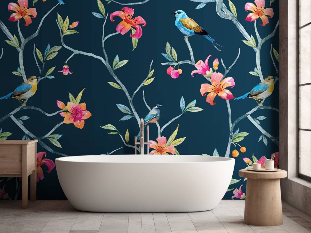 Tropische bloemen en vogels