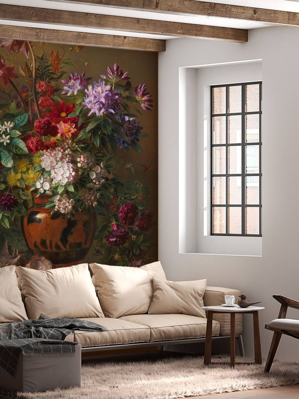  Stilleven met bloemen in een Griekse vaas