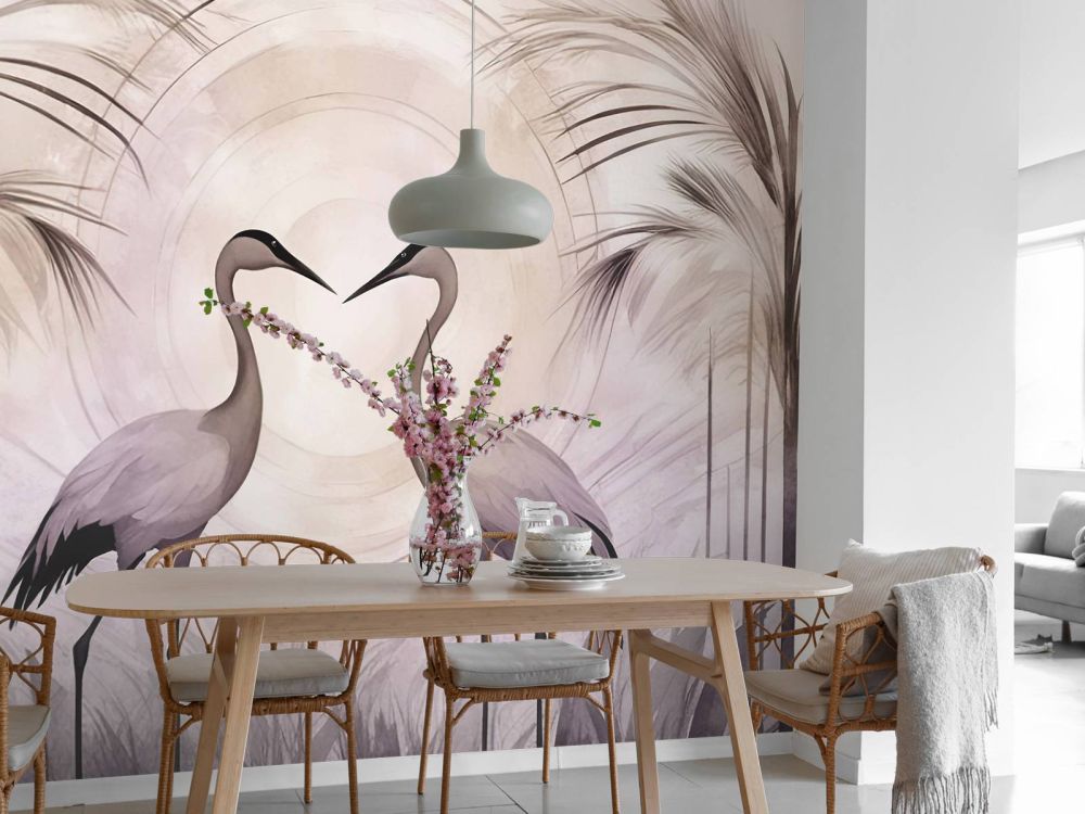 Cranes at Sunset Grey