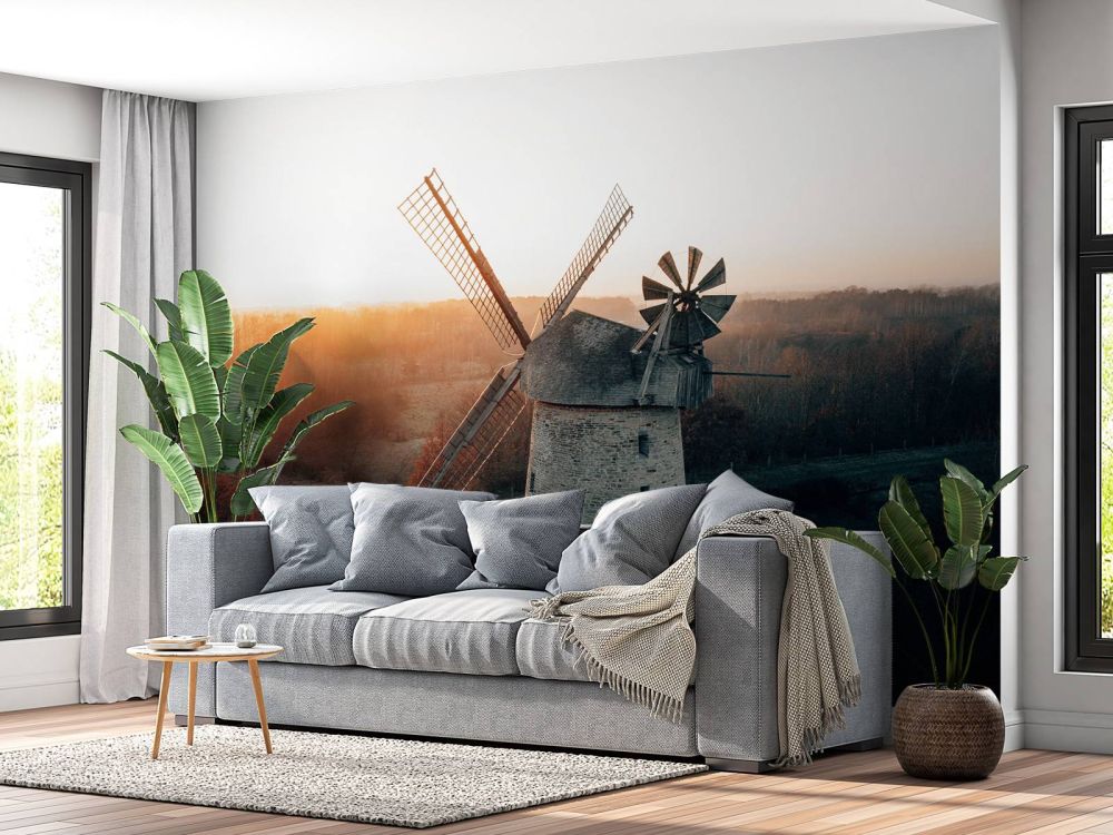 Windmolen in prachtig licht bij zonsondergang