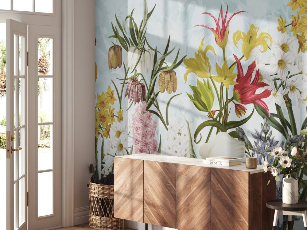 Spring Flowers - Soft Aqua Breeze