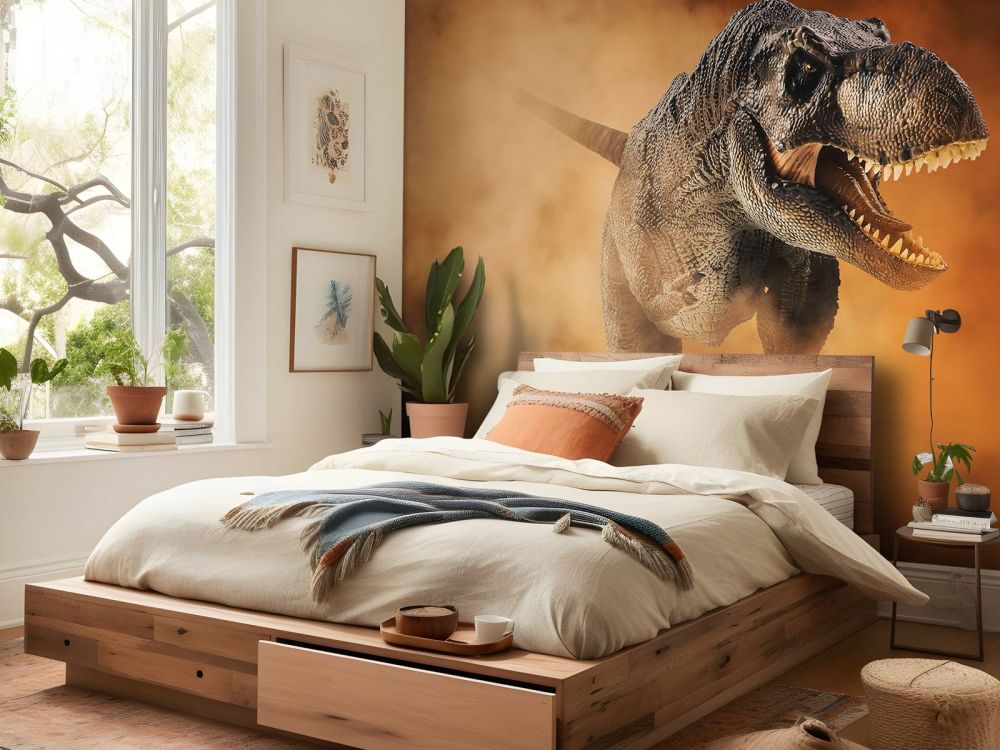 Tyrannosaurus lopend door de rook