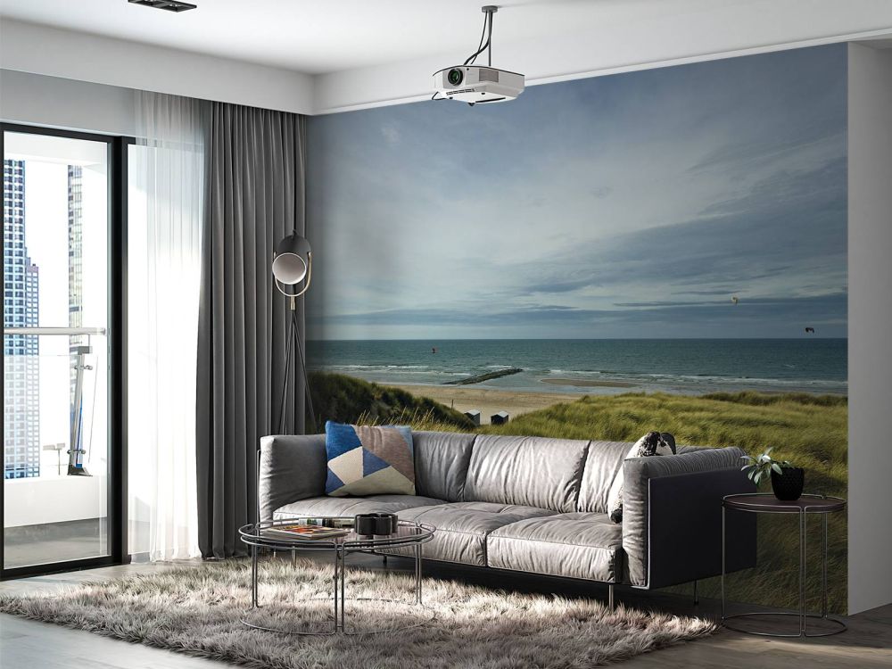 Strand vanuit de duinen