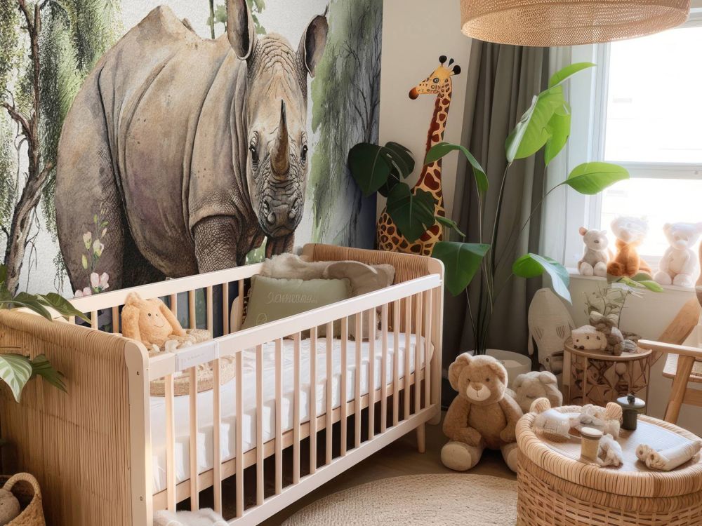 Baby neushoorn op de savanne