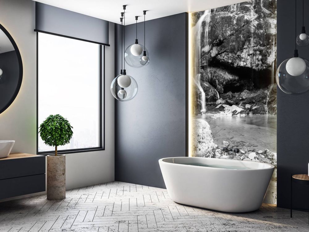 Waterval over een stenen wand 