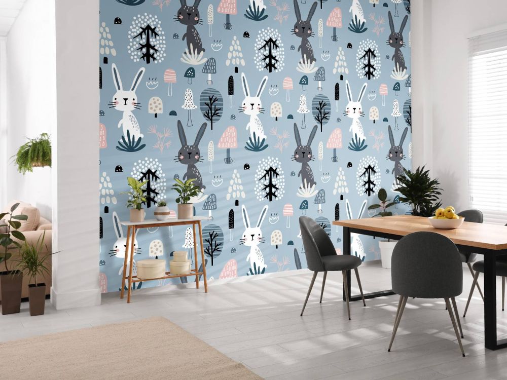 Blauw konijnen patroon