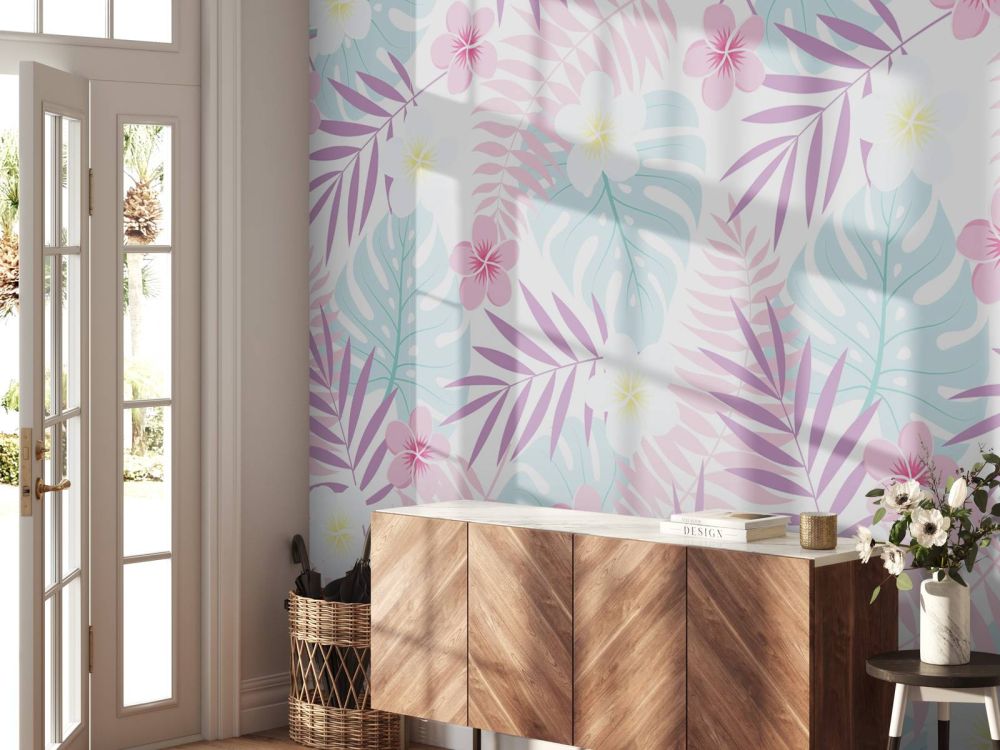 Pastel bloemen en bladeren