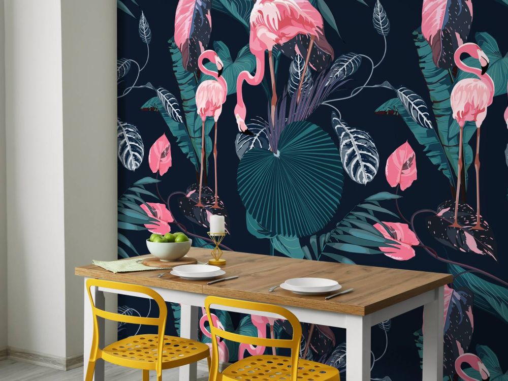 Wilde roze flamingo's