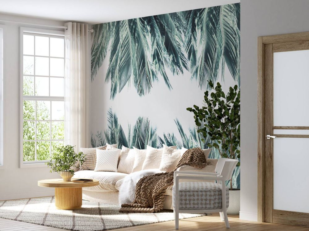 Palmbladeren op witte achtergrond