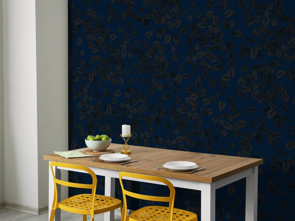 Kleine blaadjes donker op midnight blue